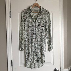 Victoria's Secret Script Print Nightgown Sleep Shirt Medium